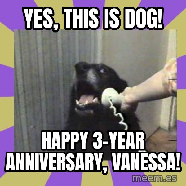Yes, this is dog! meme: Yes, this is dog! / Happy 3-year Anniversary, Vanessa!