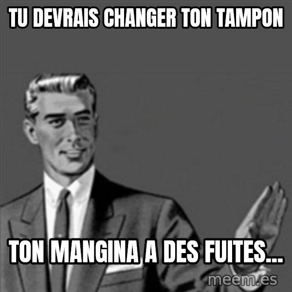Correction Guy meme: Tu devrais changer ton tampon / ton mangina a des fuites...