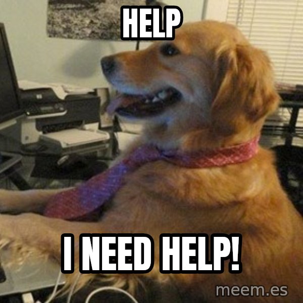 I have no idea what I'm doing - Dog with Tie meme: Help / I need help!