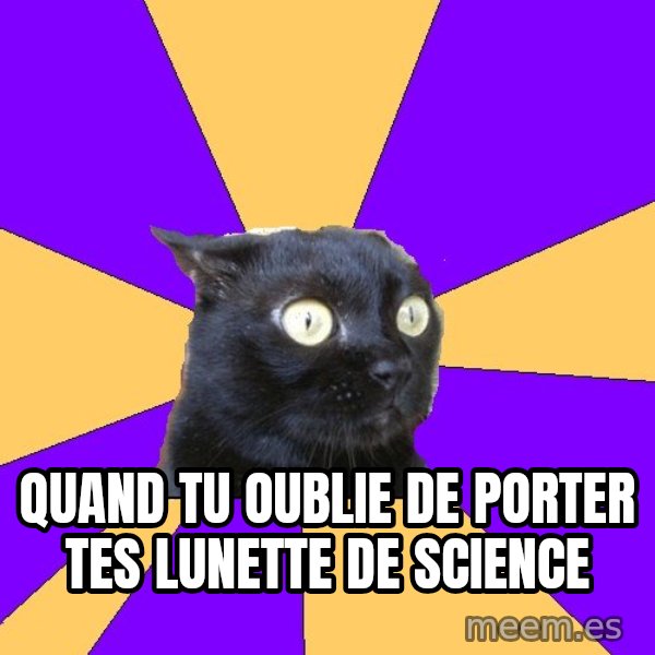 Anxiety Cat meme: quand tu oublie de porter tes lunette de science