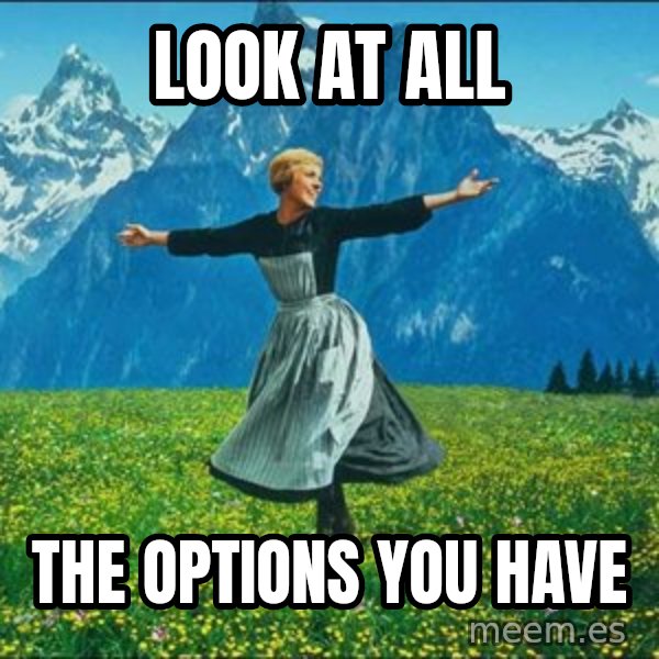 Look at all the things meme: Look at all / The options you have