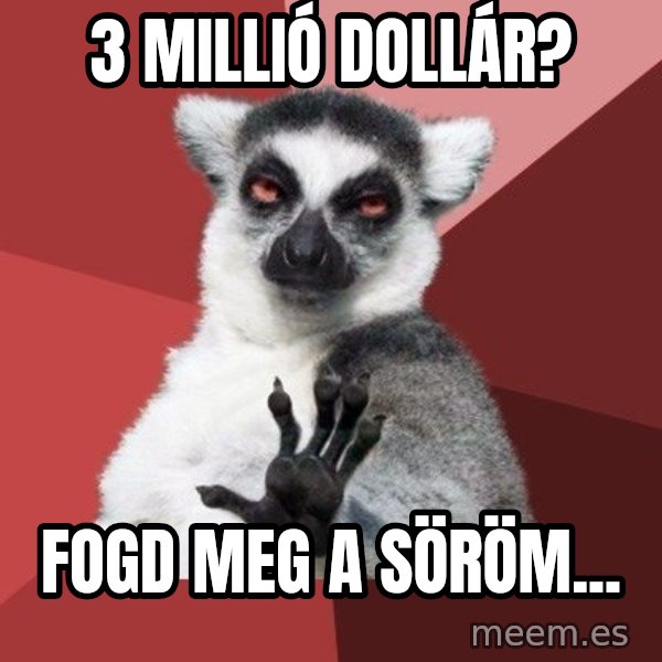 Chill Out Lemur meme: 3 MILLIÓ DOLLÁR? / FOGD MEG A SÖRÖM...