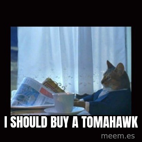 i should buy a boat cat meme: I should buy a tomahawk