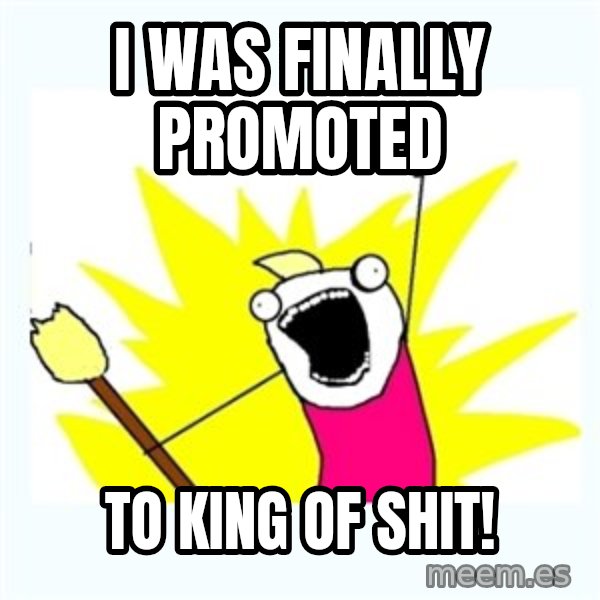 All the things meme: I was finally promoted / To king of SHIT!