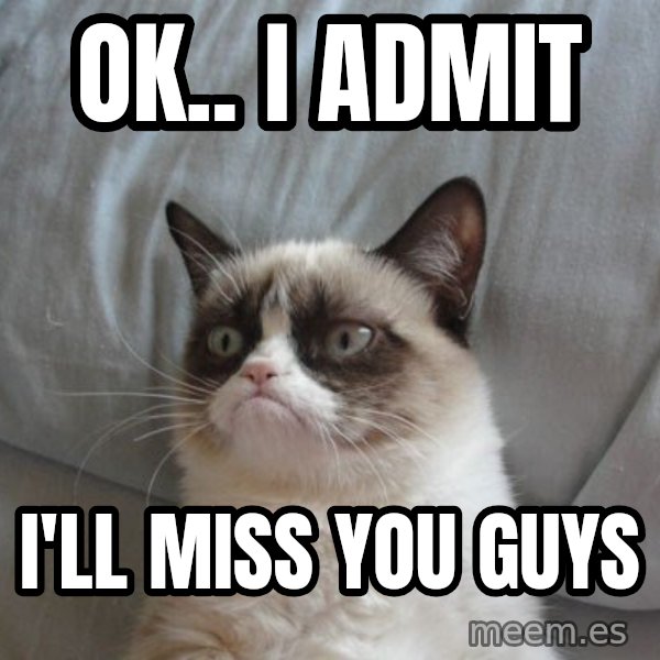 Grumpy cat good meme: Ok.. I admit / I'll miss you guys