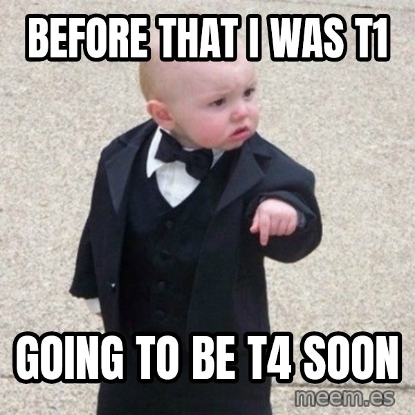 Mafia Baby meme: Before that I was T1 / Going to be T4 soon