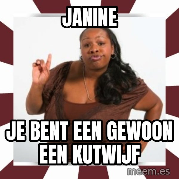 Sassy Black Woman meme: Janine / Je bent een gewoon een kutwijf