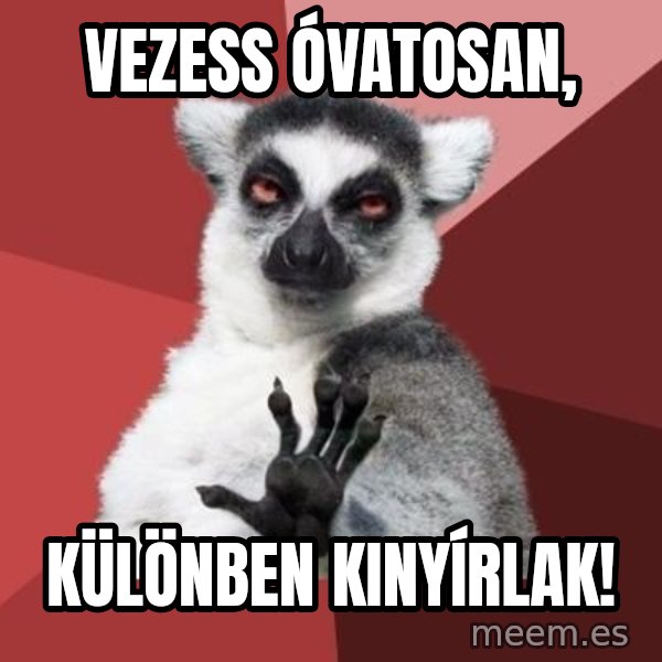 mindenki nyugodjon le a picsába meme: Vezess óvatosan, / Különben kinyírlak!