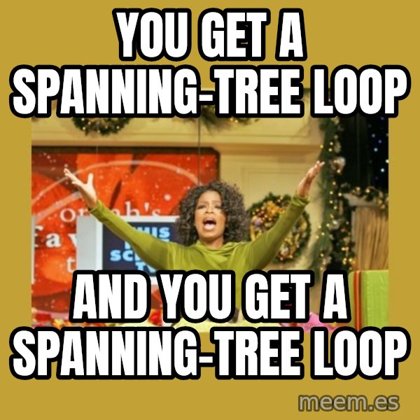 Oprah You get a meme: you get a spanning-tree loop / and you get a spanning-tree loop