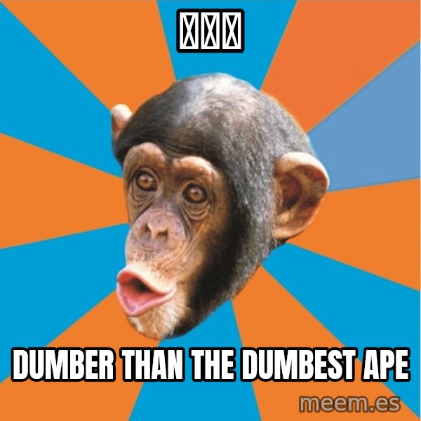 Stupid Monkey meme: 王小姐 / Dumber than the dumbest ape