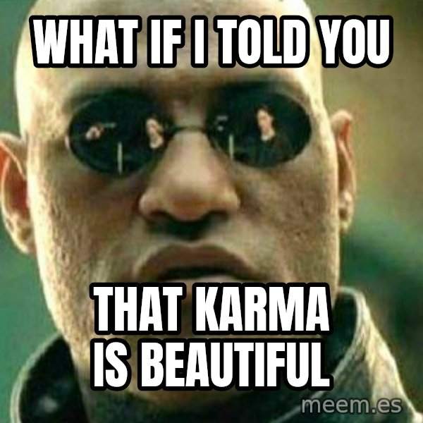 What If I Told You meme: What if I told you / That karma is beautiful