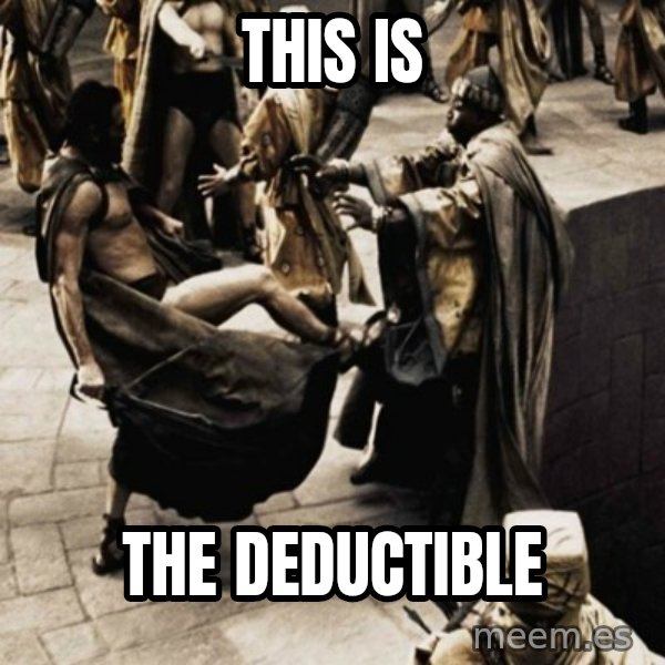 sparta kick meme: THIS IS / THE DEDUCTIBLE
