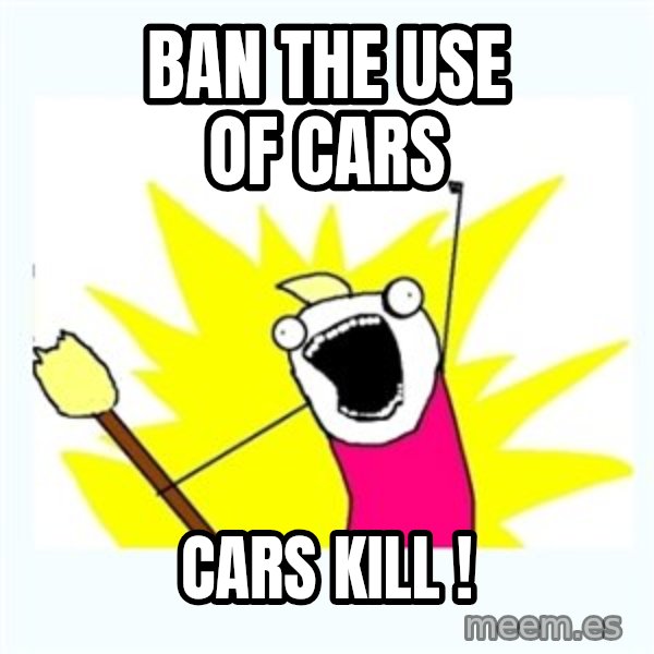 All the things meme: BAN  the use of CARS / CARS  KILL !