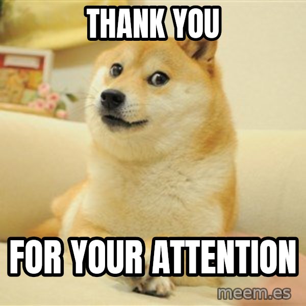 so doge meme: Thank you / for your attention