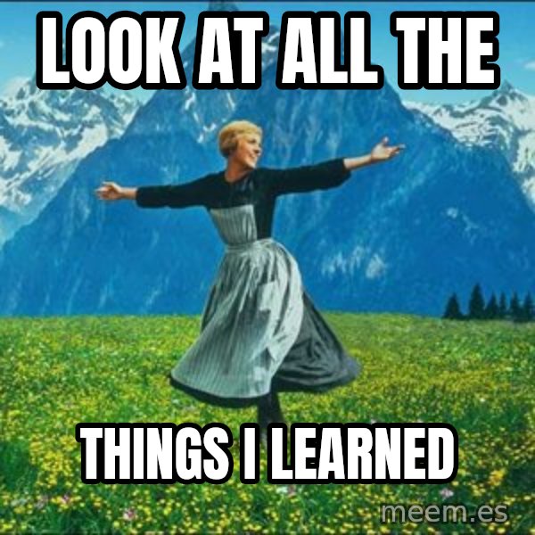 Look at all the things meme: Look at all the / things I learned