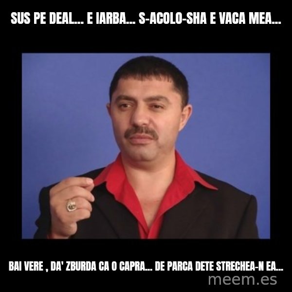 Manelistul Nicolae Guta meme: Sus pe deal... e iarba... s-acolo-sha e vaca mea... / Bai vere , da' zburda ca o capra... de parca dete strechea-n ea...
