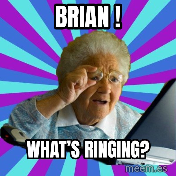 old lady meme: Brian ! / What’s Ringing?