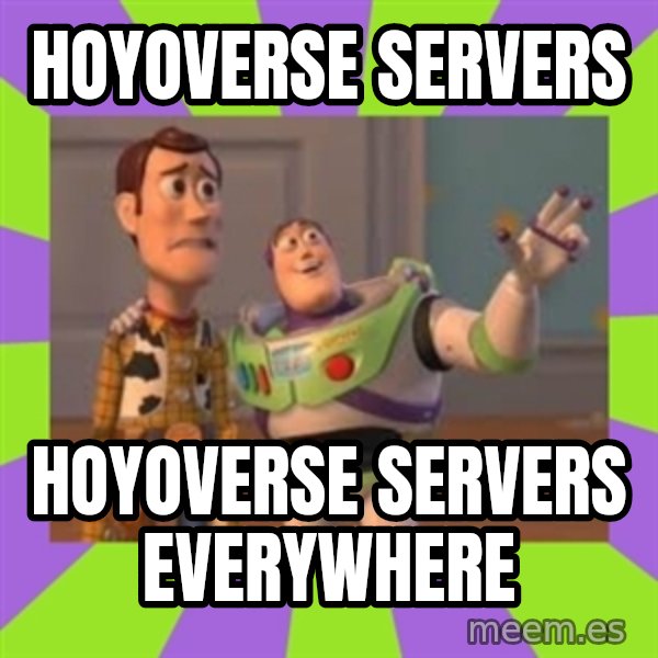 X, X Everywhere  meme: Hoyoverse servers / Hoyoverse servers everywhere