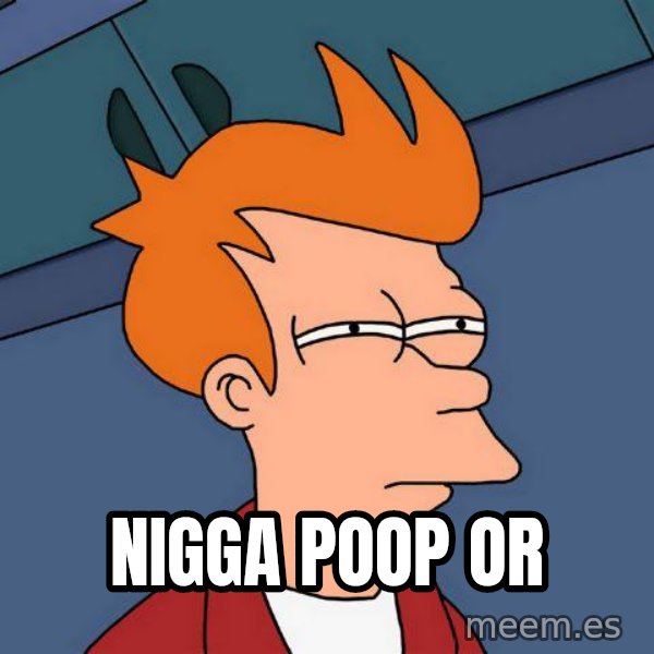 Futurama Fry meme: nigga poop or