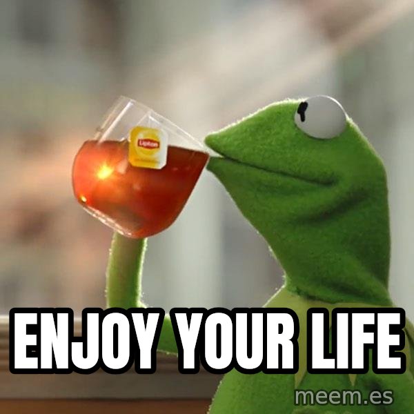 Kermit The Frog Drinking Tea meme: Enjoy your life