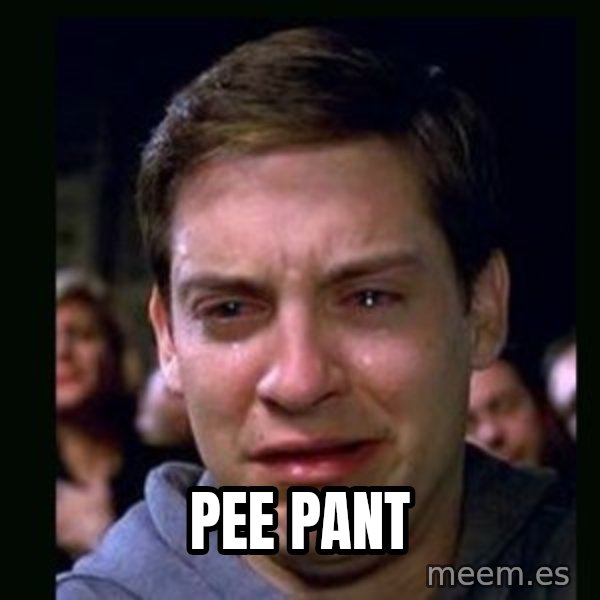 crying peter parker meme: pee pant