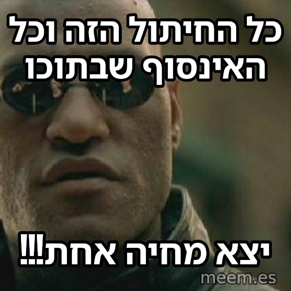 מורפיאוס - מה אם אגיד לך meme: כל החיתול הזה וכל האינסוף שבתוכו / יצא מחיה אחת!!!