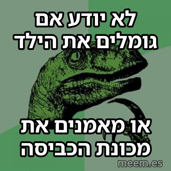 הפילוסורפטור meme: לא יודע אם גומלים את הילד / או מאמנים את מכונת הכביסה