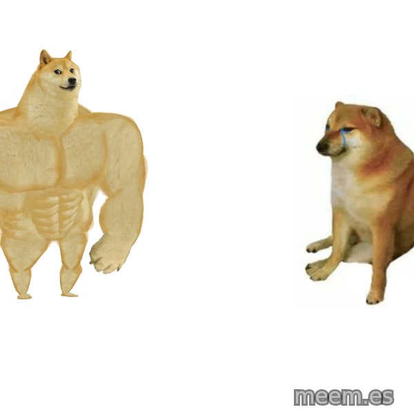 Buff Doge vs. Cheems meme template